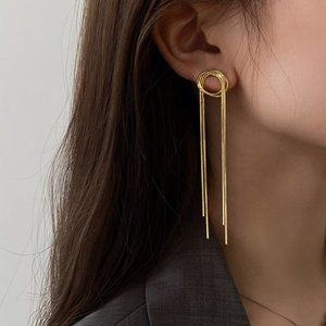 NEW~ Anthropologie Coiled Chain Fringe Earrings